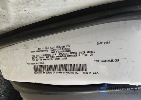 2004 Subaru Legacy L/L W/35Th Anniversary Edition from USA, damaged, VIN 4S3BH625747305165